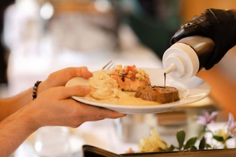 Alaskan salmon meal at Orca Point Lodge in Juneau, Alaska